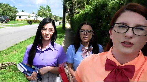 Nerdy College Girls With Glasses Foursome...